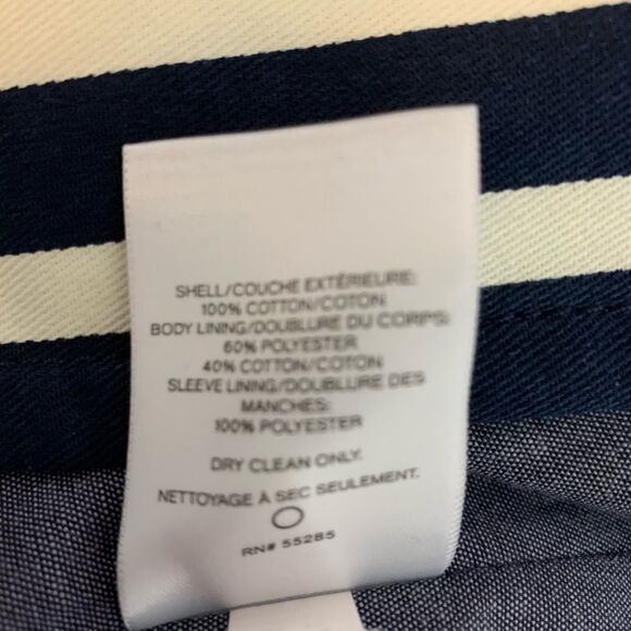 Express Navy Blue & White Striped Belted‎ Trench Coat Size Small - Picture 7 of 7